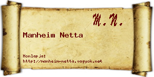 Manheim Netta névjegykártya